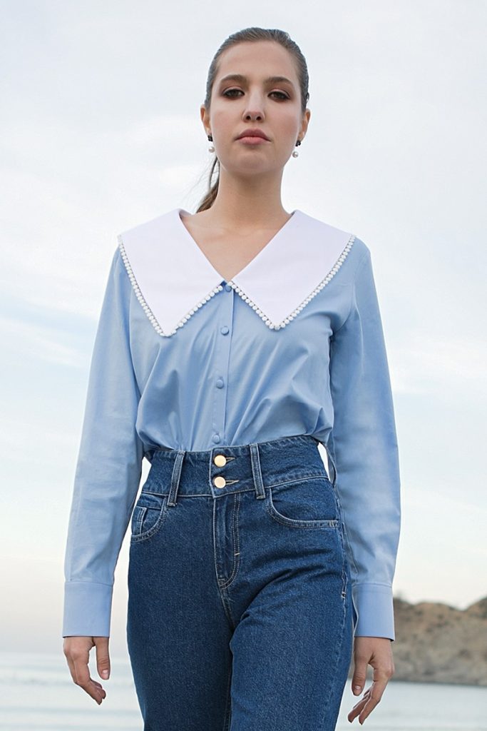 Peter Pan Collar Poplin Shirt